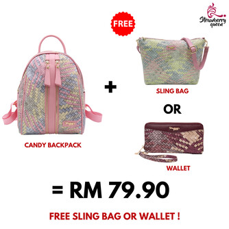 CANDY BACKPACK - RATTAN AG, PASTEL PINK